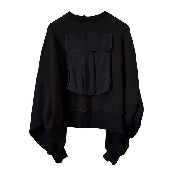 Vera Wang Collection Black Gray Thick Sweatshirt Silk Pouch On Back Size Medium - Picture 2 of 9